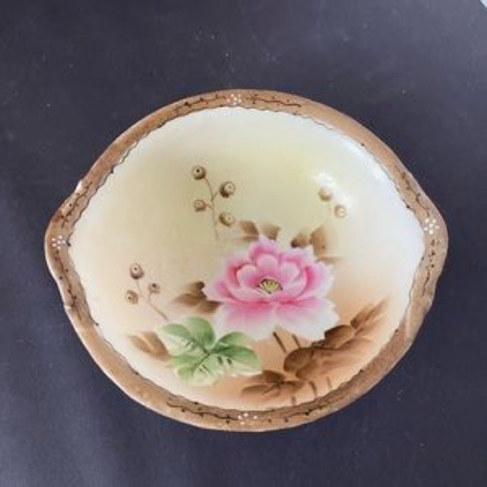 Floral Pink Ceramic Serving Bowl - Hand-Painted Design